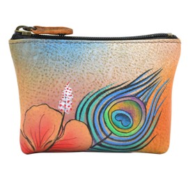 Anuschka Women's Coin Pouch Ppf, Premium Peacock Flower, One Size