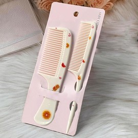 Small Cute Hair Comb,2 Piece Mini Hair Comb Set Fine Tooth Rat Tail Comb Portable Anti-Static Plastic Hairdressing Comb Gift For Wet And Dry (Yellow Orange)