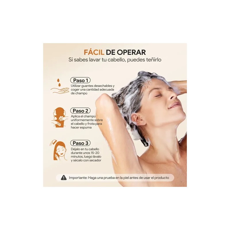 Shampoo Tinte Instantáneo Cubre Canas 3en1 Natural Jengibre