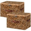 2PCS Storage Bin Boxes with Zipper Lid Leopard Print Cute