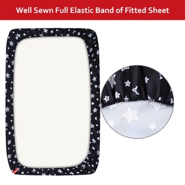 Baby Crib Sheets, Crib Sheets for Boys Girls, Baby Crib Fitted Sheet Snug Fit for Crib Mattress, Silky Soft Microfiber 52'' x 28'' Crib Sheet Fits Standard Size Crib, Black Star