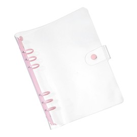 PATIKIL A5 Clear Binder Cover, Soft PVC Loose Leaf Binder Protector Refillable Notebook Shell with Snap Button Closure and 6 Rings for DIY Meeting Notebook Folder, Pink