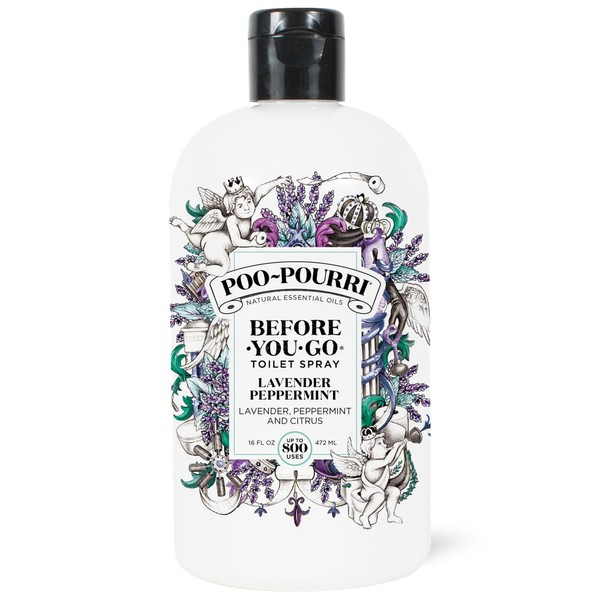 Poo-Pourri Before-You-Go Toilet Spray, Lavender Peppermint, Refill Bottle 16 Fl Oz - Lavender, Peppermint and Citrus