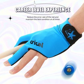 CRICAL Professional Billiard Glove for Pool, 3-Finger Design with Thick Lycra & Non-Slip Grip for Men and Women, Billiard Cue Accessories for Improved Control and Practice