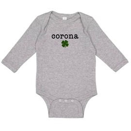 TATY Kids Corona Shamrock Long Sleeve Baby Infant One Piece Bodysuit 12 Months Heather Grey