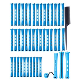 YATEICBC Pack of 40 Small Perm Curlers, 0.35 Inch Perm Set, Blue Curlers Small, Combs Included, Women's Curlers, Curls Styling Tools