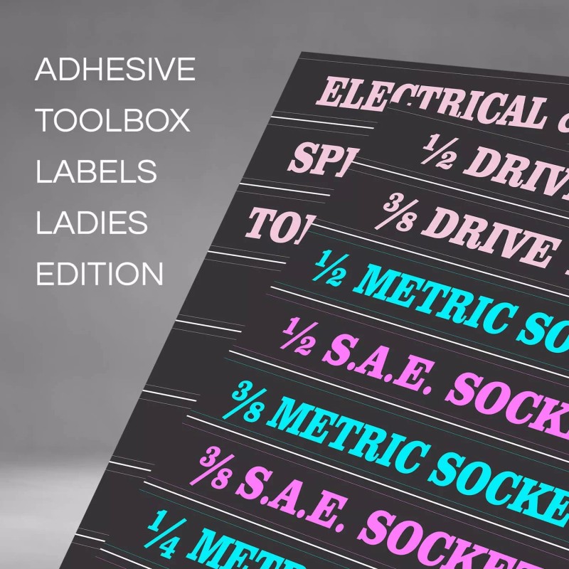 SteelLabels.com 2 PACK Ladies Edition - Adhesive TOOLBOX LABELS Organize