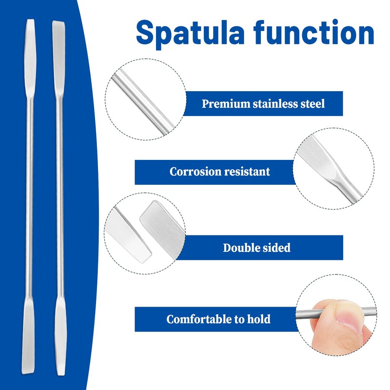 2Pcs Stainless Steel Lab Spatula, Micro Square/Round End Spatula, Lab