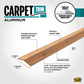 M-D Building Products 40120 1-3/8 in. X 36 in. Oak Aluminum Metal Decor® Carpet Trim w/Screw Nails