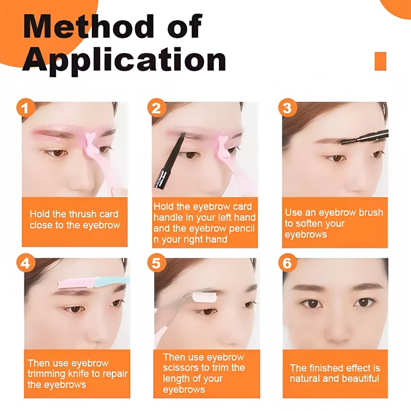 Eyebrow Stencils Set 8 Pieces with Holder & Elastic Band