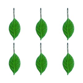 Twofishes 12 Pcs Green Leaves Shower Curtain Hooks Decorative Rust Proof Resin Green Leaf Shower Curtain Hooks
