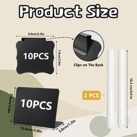 TRUEIN 20 Pcs Mini Chalkboard Signs, L-Shaped Small Blackboard with Water Soluble Fabric Pen, Lace Shaped Message Tabletop Board Mini Blackboards with Stand for Parties (10 x 7.6 cm/9 x 7.0 cm)