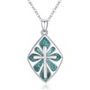 PARYFO Cross Necklace for Women, 925 Sterling Silver, Abalone Shell/Turquoise/Malachite