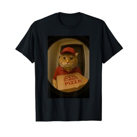 Orange Tabby Cat Pizza Delivery Peephole T-Shirt
