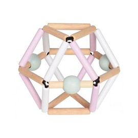 BassBass Wooden Bass & Bass Nordik Pink Grabber-Hochet Anneau de Dentition & Apprentissage Musculaire-Jouet en Bois Bébé, M