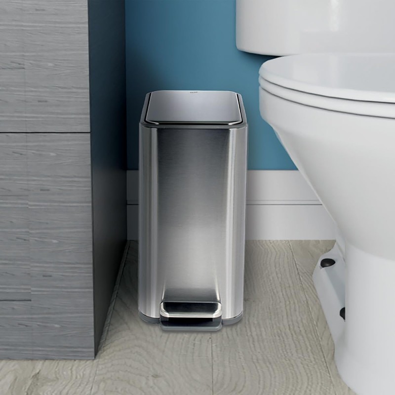 Glad Slim Bathroom Trash Can - Small Garbage Pail with
