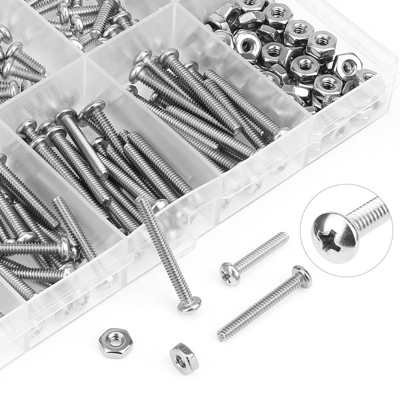 HELIFOUNER 240 Pieces #4-40 Phillips Pan Head Machine Screws Nuts