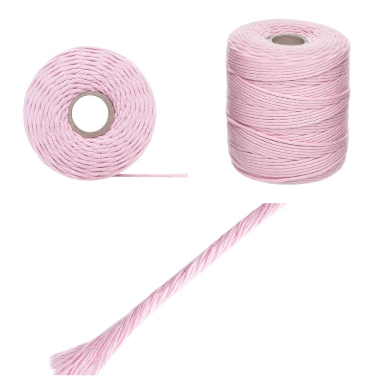 Creative Deco 200 m Pastel Pink Macrame Yarn Cotton Polyester