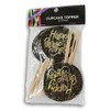 Gold Glitter Happy Birthday Cupcake Decor - Decorate 24 Cupcakes