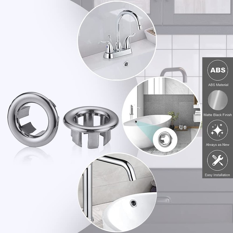 SKYPIA 4 Pcs Sink Overflow Ring Set Bathroom Accessary Kitchen