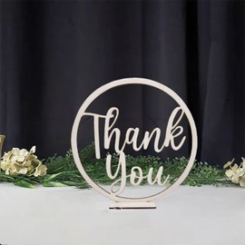 Wooden Thank You Table Sign,Standing Table Decor,Appreciation Party Centerpiece for Wedding,Bridal Shower,Baby Shower,Thanksgiving Dinner(11.8×11.8in)