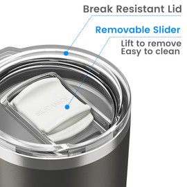 SILICANICE Coffee Tumbler 20 oz, Double Wall Stainless Steel Travel Coffee Mug with Removable Slider Lid, BPA Free, Car Cup Holder Compatible - Gym/Office/Travel/Home - Metal Gray