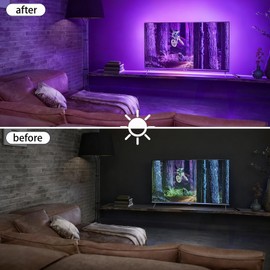 Lemical LED Lights for TV, 150LEDs 16.4ft RGB TV Backlight Behind, 5V USB Powered Color-Changing Strip Lights with 44 Keys Remote and Music Sync Bluetooth App Control for 45-75In TVs, Home Decoration