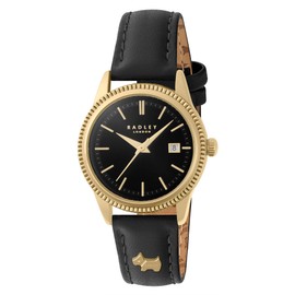 RADLEY Women's Gold Plated Black Leather Strap Watch RY21732