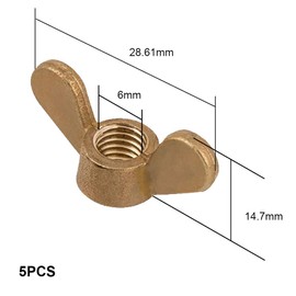 Leliafleury 5Pcs Butterfly Wing Nut M6 Brass Wing Nuts Hand Twist Tighten Fasteners for DIY Tools Machinery Electronic Equipment