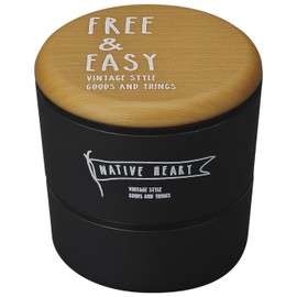 Masakazu 43-78715-1 Round Nest Lunch Wood Grain x Black