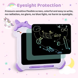 Kikapabi LCD Writing Tablet for Kids, Unicorn Toys Gifts for 3 4 5 6 7 Year Old Girls, Colorful Drawing Doodle Board, Toddler Educational Travel Toys Christmas Birthday Purple