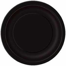 Unique Party 32080 Black Paper 9" Round Dinner Plates | General Color Theme | 16ct, 16 Count (Pack of 1)