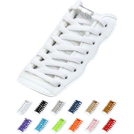 GoodKuru Shoelaces, No Tie Shoelaces, Elastic Laces, Sneakers, Choose Colors, 1 Pair (2 Pieces), white