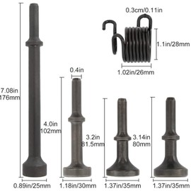5 Pcs Air Hammer Bits Set, 0.401 Shank Smoothing Pneumatic Air Hammer Pneumatic Chisel Bits Tools Kit, Extended Length Hammer Tool With Spring.
