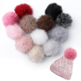 4" Multicolor Fluffy Pom Poms Crochet Accessories - 12 Pcs Removable Soft Faux Fox Fur Knitting Hat Pompoms, Crafts Supplies for Keychains/Scarves/Shoes/Gloves/Bags