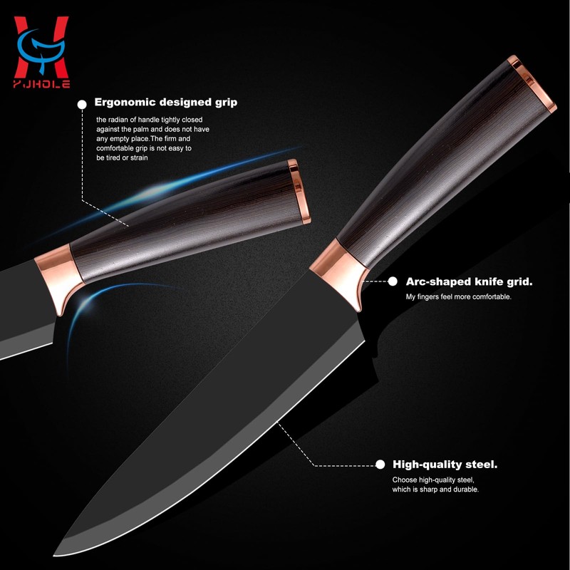 YJHOLE Kitchen Knife Set with Acrylic Block,6 PCS High Carbon
