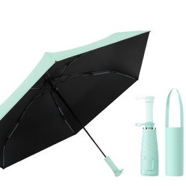 OUYESGL Mini Travel Umbrella Portable Compact Umbrellas for UV Sun & Rain Protection, Pocket Umbrella Lightweight Fits In Pocket, Bag for Men Women Boys Girls (Green)