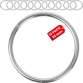 Your Day Mate Metal O Rings Silver Color Non Welded O Ring Opening Round Ring Nickel Plated Steel DIY O Ring Buckle for Webbing, Diameter 25 mm, in silver, 12 x