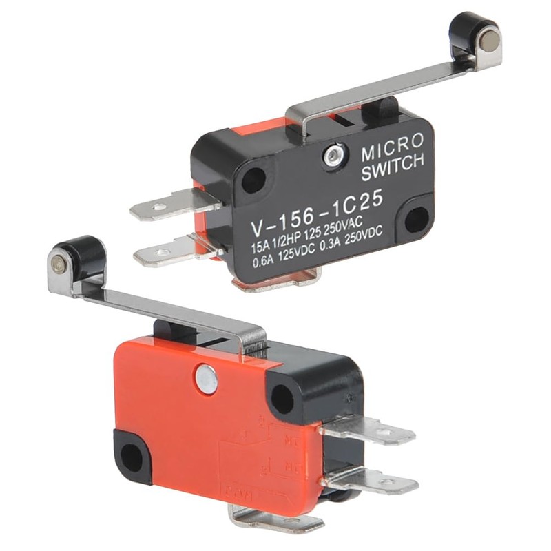 BUYGOO 6Pcs V-156-1C25 Micro Limit Switch with Hinge Roller Momentary