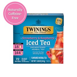 Twinings Strawberry Raspberry Herbal Iced Tea 72 Bags Caffeine Free