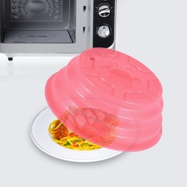 Kichwit Collapsible Silicone Microwave Plate Cover for Food, Dishwasher Safe and BPA Free, Red, 11”