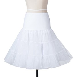 RULTA 50s Women's Retro Petticoat Underskirt Vintage A-line Crinoline Half Briefs Rockabilly Tutu Skirt, White, M