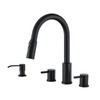 Tohlar 4 Hole Kitchen Faucet, Brushed Gold Kitchen Faucet with