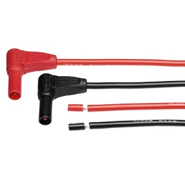 CESS-218 Right Angle Insulated Safety Banana Plugs Wire with Open End for Multimeter Test Leads, 12 Gauge, 3 Feet, 2 Pairs