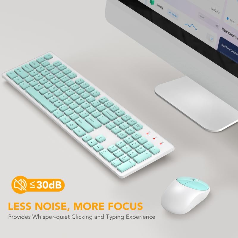 SABLUTE Wireless Keyboard and Mouse, Full-Size Wireless Mouse and Keyboard