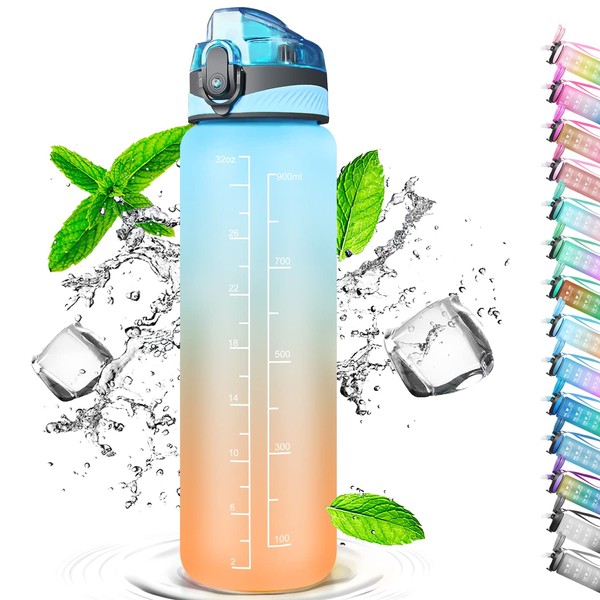 Auckpure Sports Water Bottle, 1L Water Bottle with Straw with