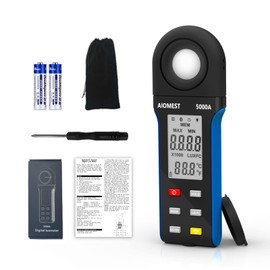 AIOMEST Digital Luxmeter, AI-5000A Portable Photometer Exposure Meter for Photography, Light Meter up to 400,000 Lux with LCD Display (Blue)