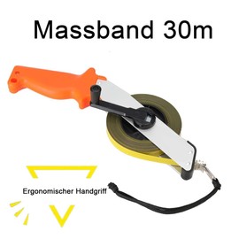 QAVODB Steel Measuring Tape 30 m/100 ft, Millimetre Steel Tape Measure with Ergonomic Handle and Folding Crank for Homes, Gardens, Construction Sites, Large Measurement