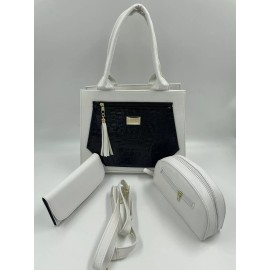 Belo Horizonte Tote Purse Handbag Faux Leather Cross Body Combo w Wallet Cosmetic bag Gift Set