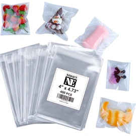 NEOACT 400 Pcs 4"x4.73" Clear Resealable Cellophane Bags Good for Bakery, Candle, Soap, Cookie Poly Bags